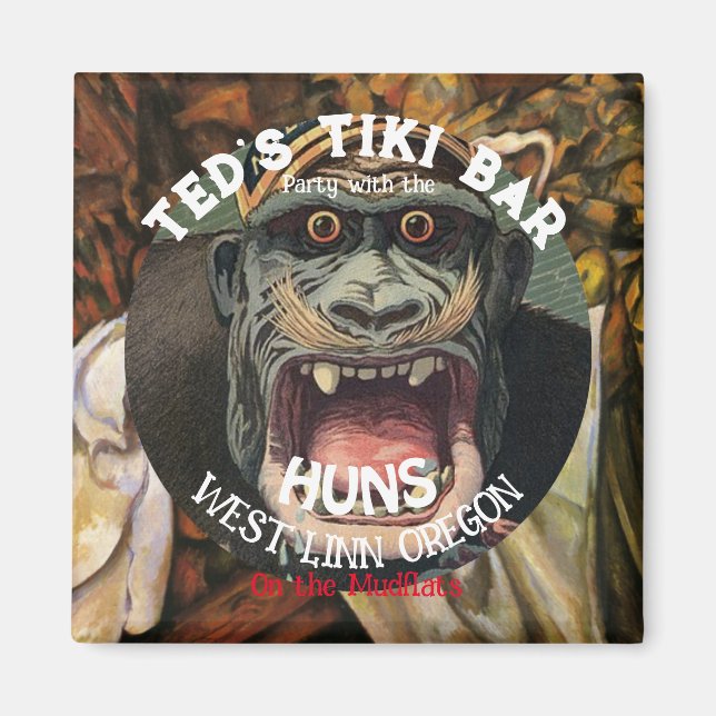 Imán Fiesta del bar Tiki con los HUNS en las casetas (Frente)