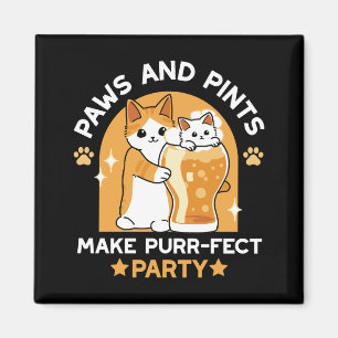 Imán Fiesta del gato del Oktoberfest colorido - Paws y
