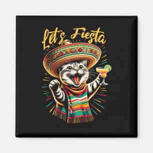 Imán Fiesta del gato mexicano de sombrero cinco de mayo