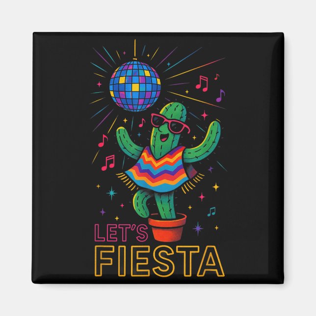 Imán Fiesta divertida de cactus mexicano cinco de mayo  (Frente)