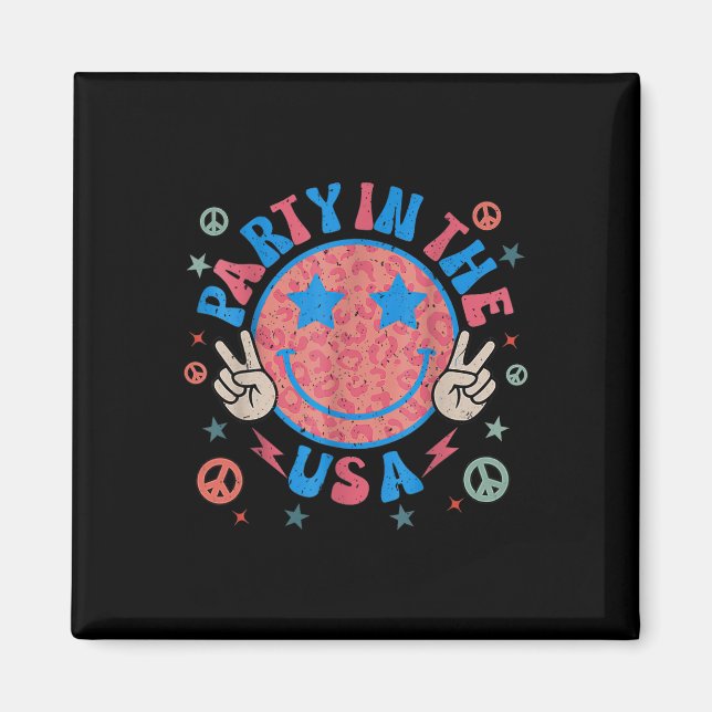 Imán Fiesta En Estados Unidos 4 De Julio Sonrisa Preppy (Frente)