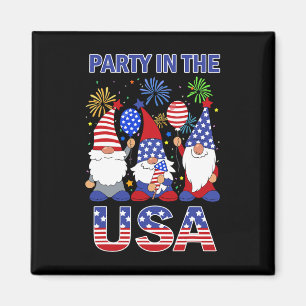 Imán Fiesta En Estados Unidos Gnomo Patriótico Bandera