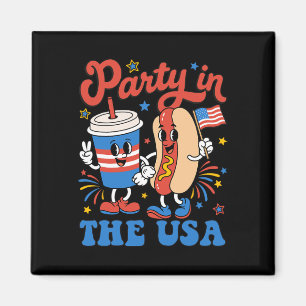 Imán Fiesta En Estados Unidos Refresco Lindo Y Hotdog P