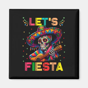 Imán Fiesta Funny Sugar Skull Jugando Cine de Guitarra