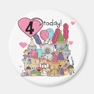 Imán Fiesta Kittens 4ª camiseta de cumpleaños y regalos