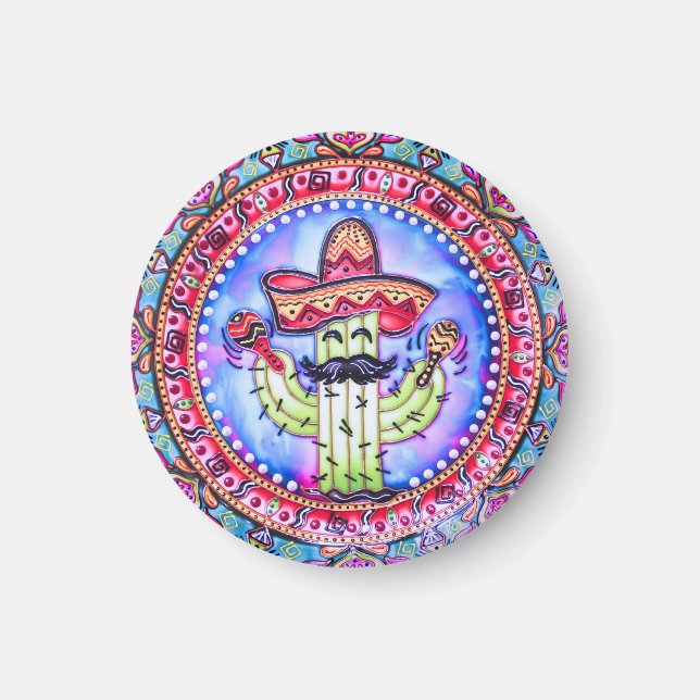 Imán Fiesta mexicana Cinco de Mayo Sombrero Gorra Rojo  (Frente)