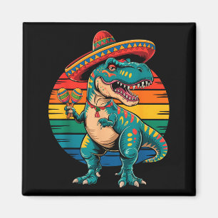Imán Fiesta mexicana del dinosaurio retro cinco de mayo