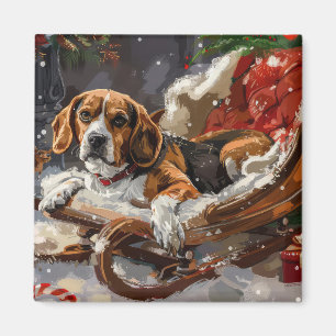 Imán Fiesta Navideña del Perro Beagle