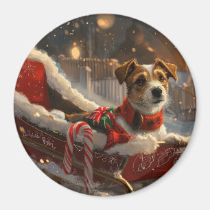 Imán Fiesta Navideña del Perro Jack Russell