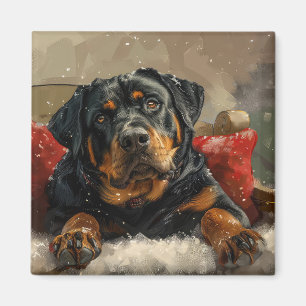 Imán Fiesta Navideña del Perro Rottweiler