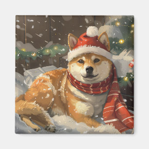 Imán Fiesta Navideña del Perro Shiba Inu