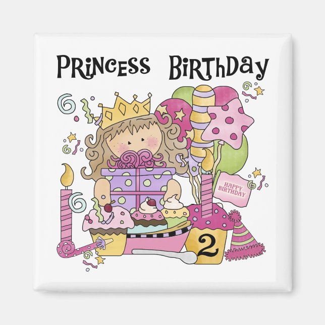 Imán Fiesta Princesa 2ª camisetas de cumpleaños y regal (Frente)