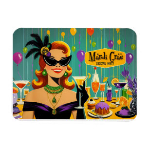 Imán Fiesta Retro de Cóctel de Carnaval 50s