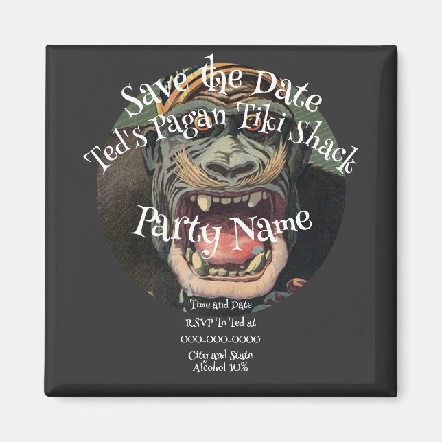 Imán Fiesta Salva la Fecha Bar Choza Tiki (Frente)