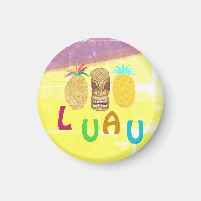 Imán Fiesta Tiki Piña Luau de Verano (Frente)