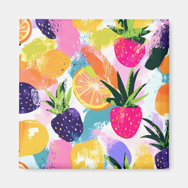 Imán Fiesta tropical de frutas de verano (Frente)