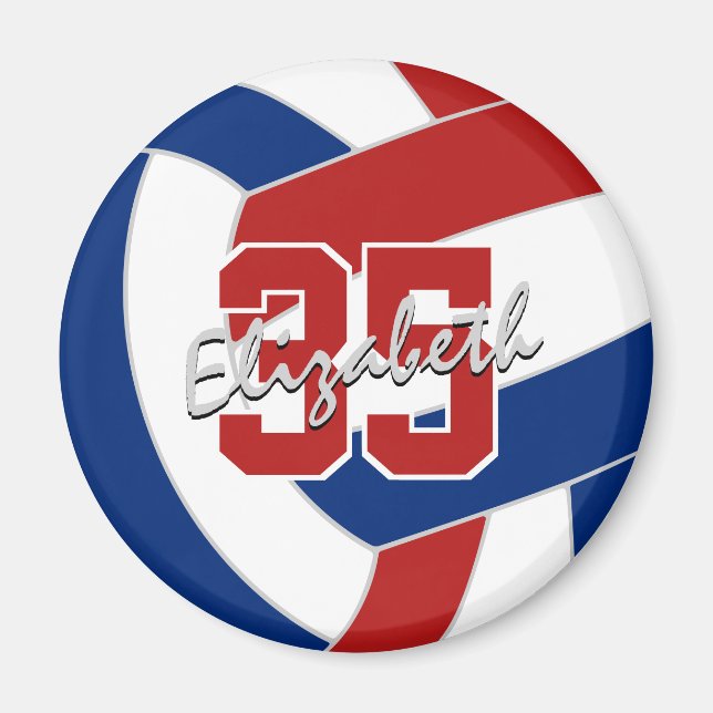 Imán fiestas del equipo de voleibol azul rojo menores d (Frente)