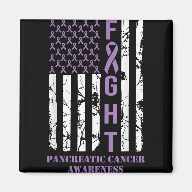 Imán Fight Flag Purple Ribbon Suprt Pancreatic Cancer  (Frente)