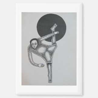 Imán Figura agachada y círculo negro de Hassan Wahba