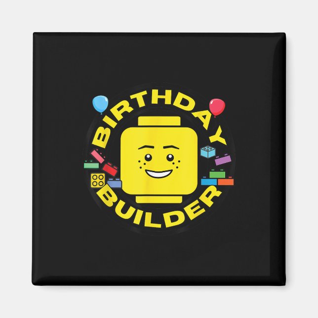 Imán Figura de bloques de construcción de cumpleaños de (Frente)