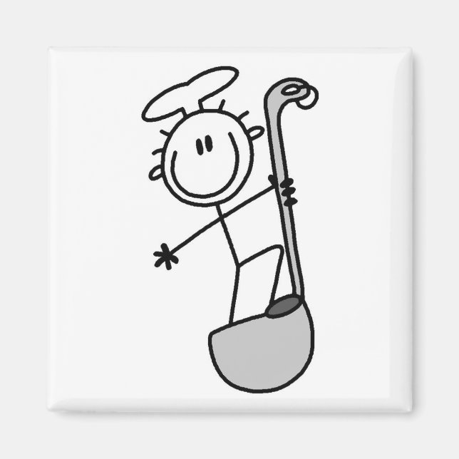 Imán Figura de palitos de chef con cucharón (Frente)