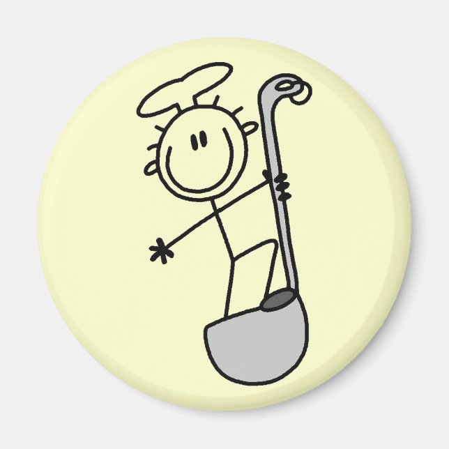 Imán Figura de palitos de chef con cucharón (Frente)