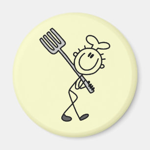Imán Figura de palitos de chef con tenedor