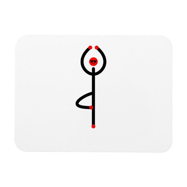 Imán Figura de palo de la pose de yoga de árbol. (Horizontal)