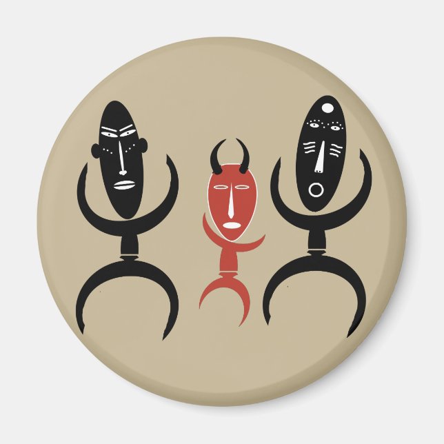 Imán figuras de baile abstracto de áfrica (Frente)