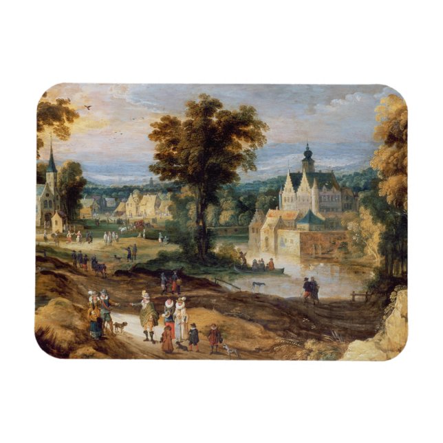 Imán Figuras en un paisaje con abejía de pueblo y casti (Horizontal)