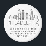 Imán Filadelfia | Mensaje o lema de la ciudad Personali<br><div class="desc">Un único imán que representa la hermosa ciudad de Filadelfia,  Pensilvania. Este llavero presenta un estilizado ilustracion del paisaje único de la ciudad con su nombre bajo. Debajo del nombre de la ciudad hay un lugar para tu lema único o declaración sobre tu ciudad favorita.</div>