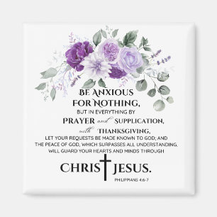 Imán Filipenses 4:6-7 Escritura Flores Moradas