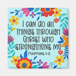 Imán Filipinas 4:13 Biblia Escritura Folk Art Floral