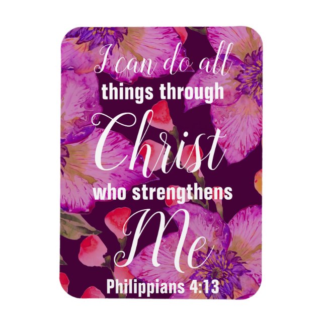 Imán Filipinas 4:13 Biblia Verse Floral (Vertical)