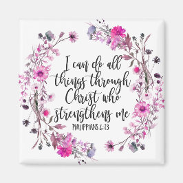 Imán Filipinas 4:13 Escritura bíblica rosa y púrpura