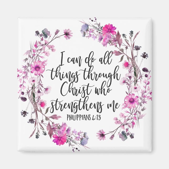 Imán Filipinas 4:13 Escritura bíblica rosa y púrpura (Frente)