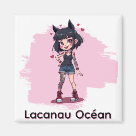 Imán Fille aux tatouages style cartoon