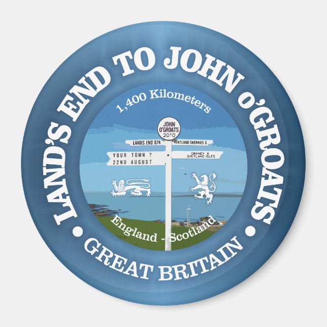 Imán Fin de la tierra a John o'Groats (ciclismo c) (Frente)
