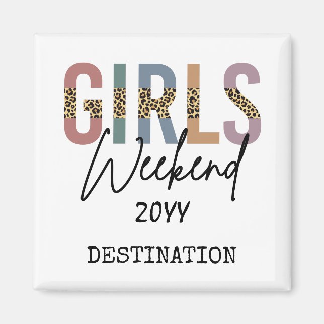 Imán Fin de semana de chicas estampado de guepardo esca (Frente)
