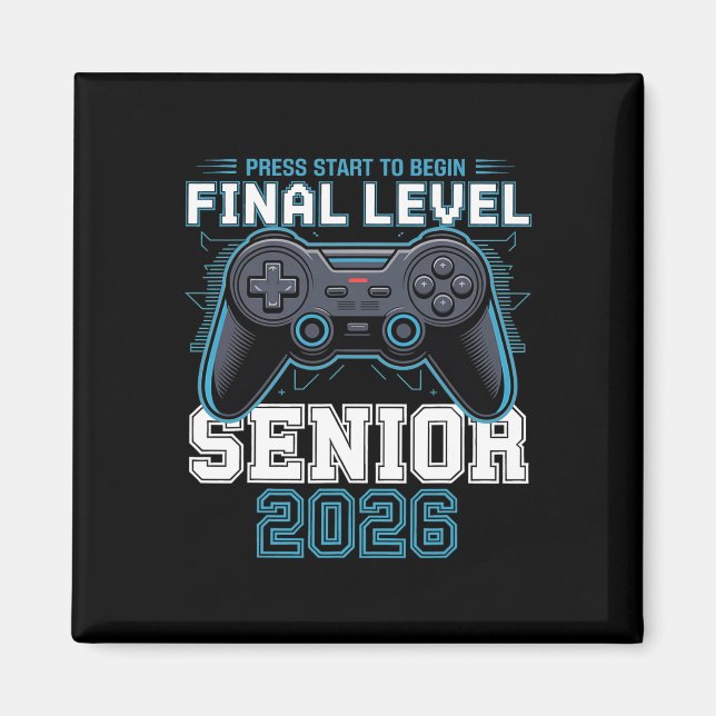 Imán Final Level Senior 2026 Press Start Gamer Style  (Frente)
