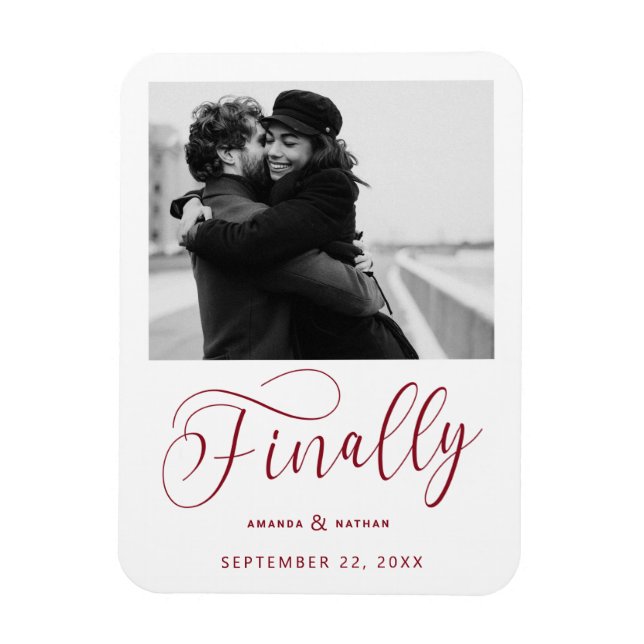 Imán Finally Minimalist Wedding Photo Save the Date (Vertical)