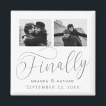Imán Finalmente Boda Minimalista 2 Foto Guardar la fech<br><div class="desc">Ha merecido la pena esperar y ahora está listo para enviar por fin sus fechas guardadas! Estas bodas minimalistas ahorran a los imanes de fecha son perfectamente simples pero a la vez super modernos. Personaliza fácilmente el diseño añadiendo tus propias fotos, nombres y fecha de boda. Se pueden encontrar elementos...</div>
