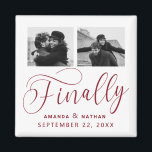 Imán Finalmente Boda Minimalista 2 Foto Guardar la fech<br><div class="desc">Ha merecido la pena esperar y ahora está listo para enviar por fin sus fechas guardadas! Estas bodas minimalistas ahorran a los imanes de fecha son perfectamente simples pero a la vez super modernos. Personaliza fácilmente el diseño añadiendo tus propias fotos, nombres y fecha de boda. Se pueden encontrar elementos...</div>