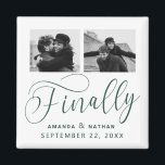 Imán Finalmente Boda Minimalista 2 Foto Guardar la fech<br><div class="desc">Ha merecido la pena esperar y ahora está listo para enviar por fin sus fechas guardadas! Estas bodas minimalistas ahorran a los imanes de fecha son perfectamente simples pero a la vez super modernos. Personaliza fácilmente el diseño añadiendo tus propias fotos, nombres y fecha de boda. Se pueden encontrar elementos...</div>