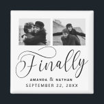 Imán Finalmente Boda Minimalista 2 Foto Guardar la fech<br><div class="desc">Ha merecido la pena esperar y ahora está listo para enviar por fin sus fechas guardadas! Estas bodas minimalistas ahorran a los imanes de fecha son perfectamente simples pero a la vez super modernos. Personaliza fácilmente el diseño añadiendo tus propias fotos, nombres y fecha de boda. Se pueden encontrar elementos...</div>