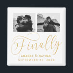 Imán Finalmente Boda Minimalista 2 Foto Guardar la fech<br><div class="desc">Ha merecido la pena esperar y ahora está listo para enviar por fin sus fechas guardadas! Estas bodas minimalistas ahorran a los imanes de fecha son perfectamente simples pero a la vez super modernos. Personaliza fácilmente el diseño añadiendo tus propias fotos, nombres y fecha de boda. Se pueden encontrar elementos...</div>