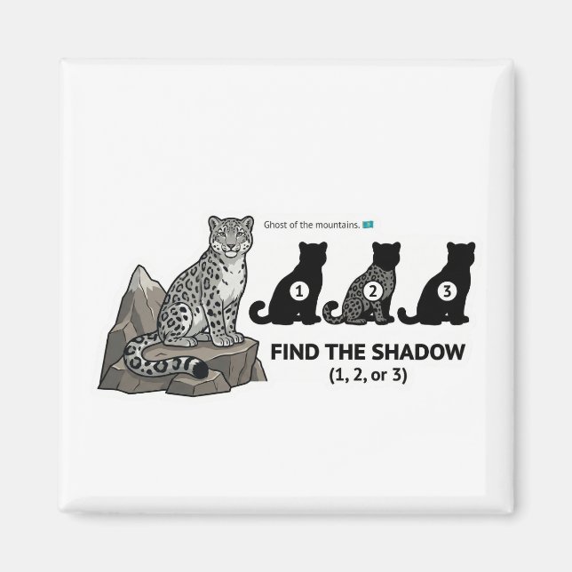 Imán Find The Shadow: Snow Leopard Kazakhstan Animal Wo (Frente)