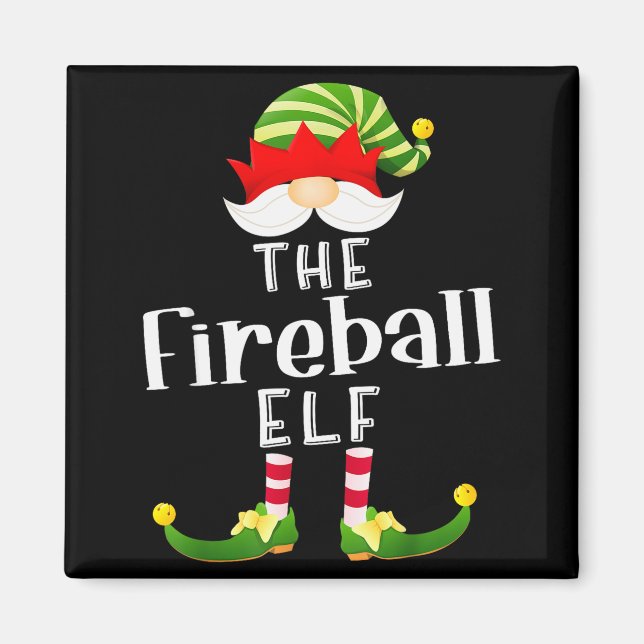 Imán Fireball Elf Group Christmas Funny Pajama Party  (Frente)