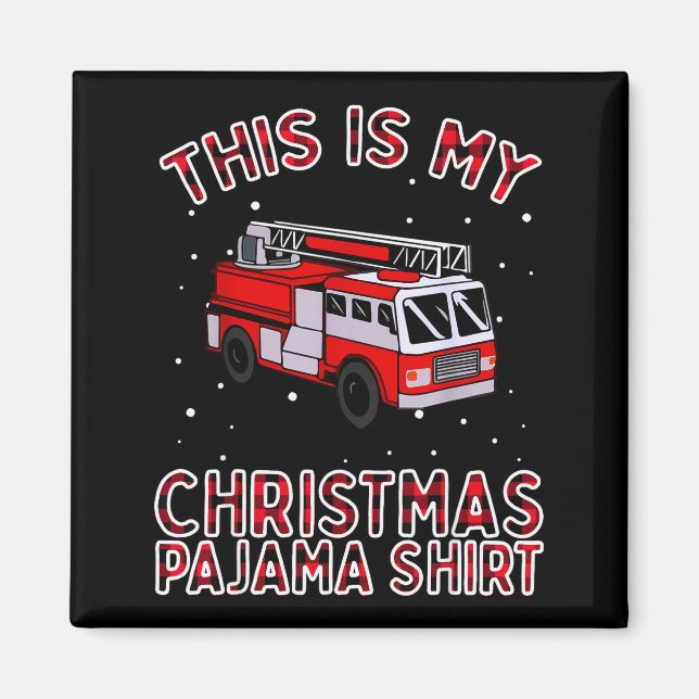 Imán Firefighter Christmas Pajama - Fire Truck Funny Fi (Frente)