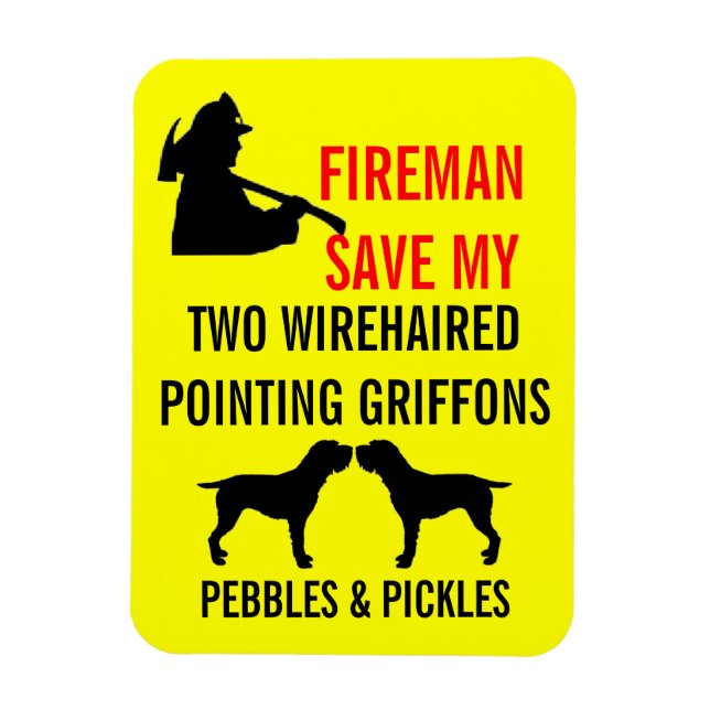 Imán Fireman Save Two Wirehaded Pointing Griffons (Vertical)